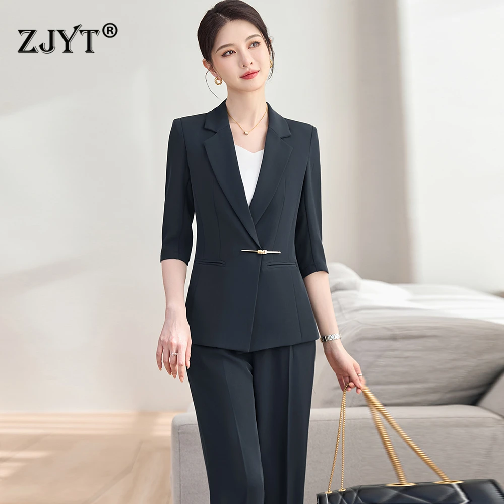 ZJYT Elegant Commuter Formal Blazer Pants Set for Woman 2 Pieces Matching Sets Spring 2026 Jacket Trousers Suit Office Lady Work
ZJYT Elegant Commuter Formal Blazer Pants Set for Woman 2 Pieces Matching Sets Spring 2026 Jacket Trousers Suit Office Lady Work
