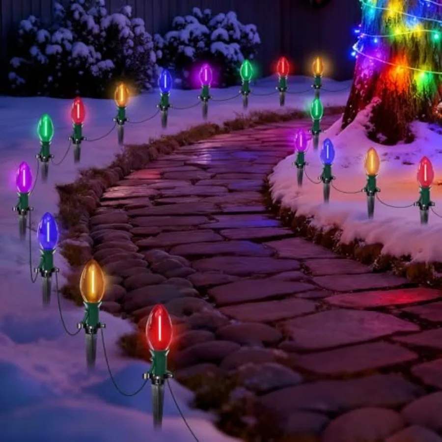 38Feet Christmas Outdoor, 25 Weatherproof Christmas Walkway Lights with Bulbs and Stakes for Lawn Backyard snowfield Xmas Decor
38Feet Christmas Outdoor, 25 Weatherproof Christmas Walkway Lights with Bulbs and Stakes for Lawn Backyard snowfield Xmas Decor