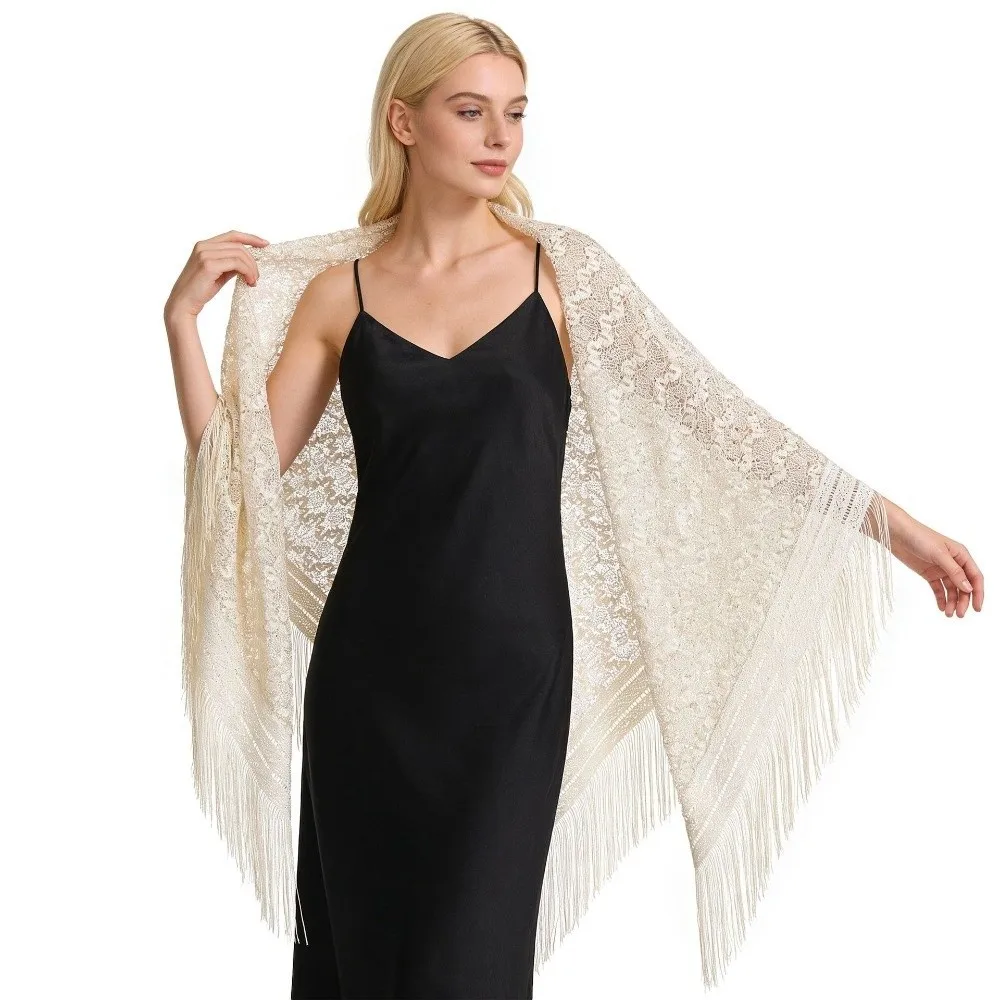 Versatile 140×140cm Lace Shawl Hollowed-out Design Elegant Knitted Shawl Breathable Tassel Shawl for Women
Versatile 140×140cm Lace Shawl Hollowed-out Design Elegant Knitted Shawl Breathable Tassel Shawl for Women