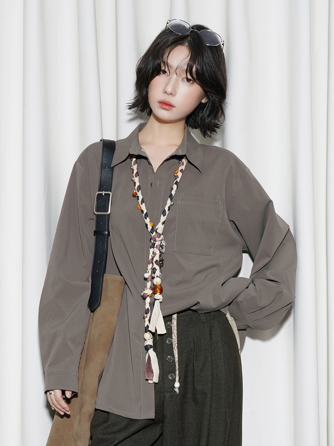 Pure Color Long Sve irt Women's Outerwear Casual Loose Fit Anti-Wrinkle Breathable Polyester Fiber Ciwalk Sle
Pure Color Long Sve irt Women's Outerwear Casual Loose Fit Anti-Wrinkle Breathable Polyester Fiber Ciwalk Sle