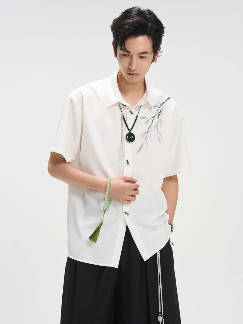 DIBINSAI "Bamboo Green in Cloudy Mountains" New Chinese Style Short-sleeved Shirt with Printing Pattern,Unisex
DIBINSAI "Bamboo Green in Cloudy Mountains" New Chinese Style Short-sleeved Shirt with Printing Pattern,Unisex