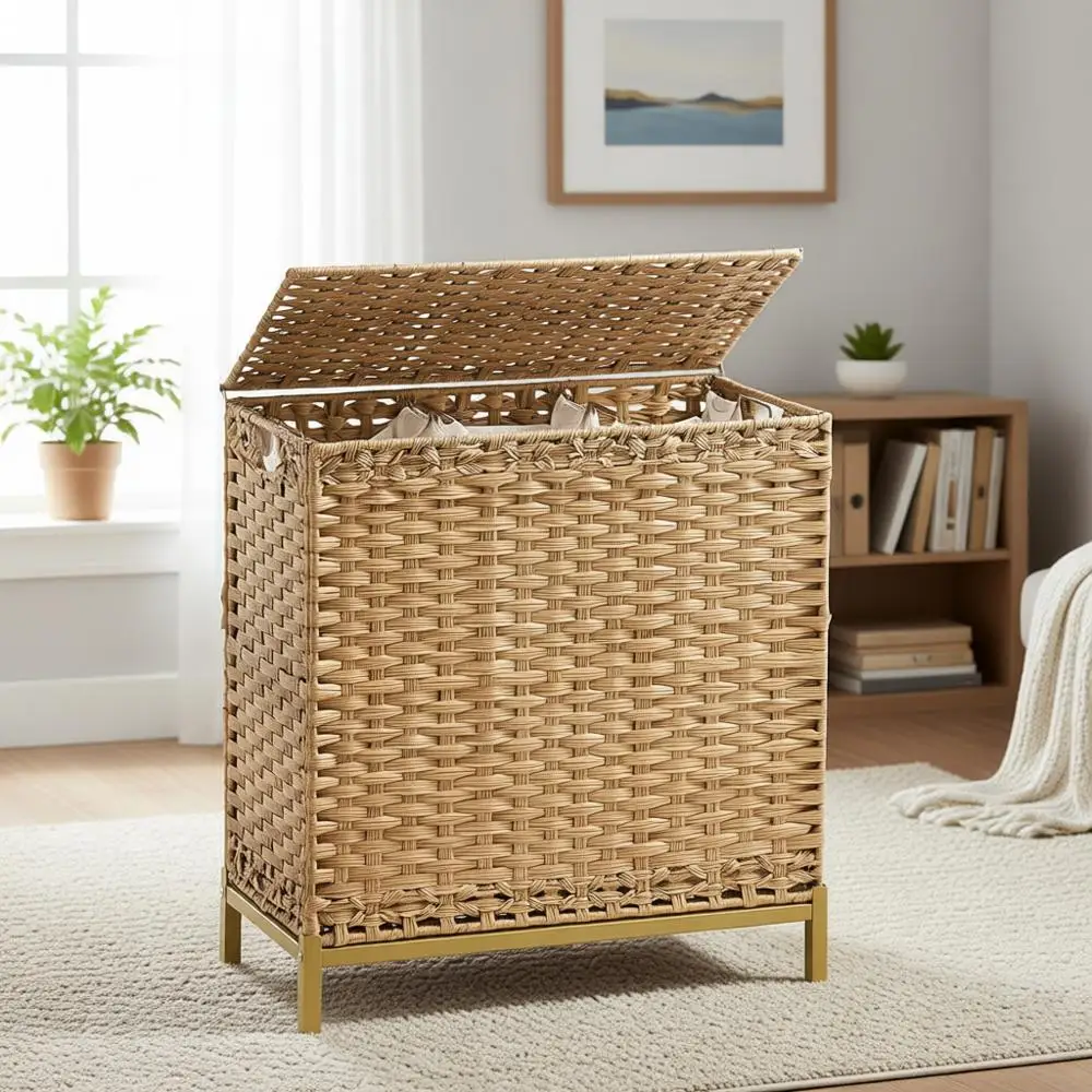 132L Rattan Laundry Hamper with Lid and 3 Removable Liner Bags - Natural
132L Rattan Laundry Hamper with Lid and 3 Removable Liner Bags - Natural