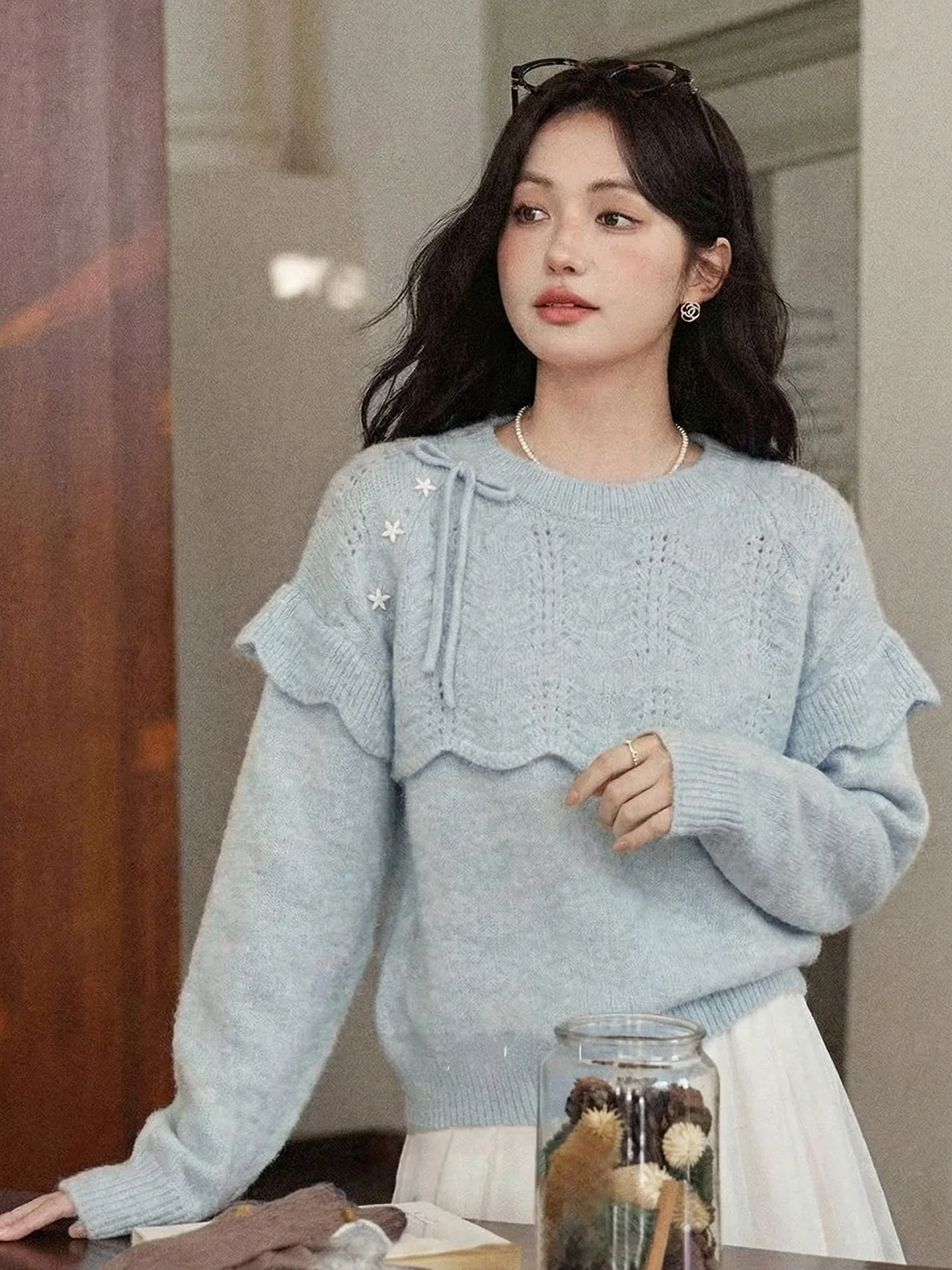 Ele Blue Knitted Sweater Women's Autumn Winter Simple Design Heareat Cooling Faionable Top Loose Fit Long Sve roun...
Ele Blue Knitted Sweater Women's Autumn Winter Simple Design Heareat Cooling Faionable Top Loose Fit Long Sve roun...