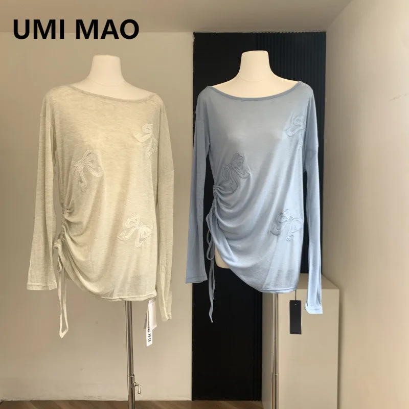 UMI MAO Lazy Off-Shoulder Bowknot Hollow Patch Embroidery Off-Shoulder Top Loose Tie Long Sleeve T-Shirt Top Femme
UMI MAO Lazy Off-Shoulder Bowknot Hollow Patch Embroidery Off-Shoulder Top Loose Tie Long Sleeve T-Shirt Top Femme