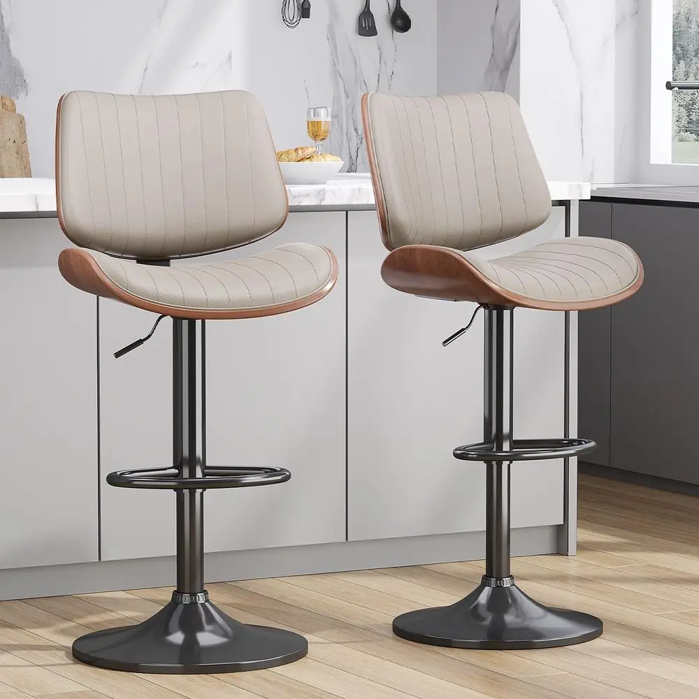Set of 2 Adjustable PU Leather Swivel Bar Stools with Backrest and Footrest for Kitchen Island or Dining Room, Greige
Set of 2 Adjustable PU Leather Swivel Bar Stools with Backrest and Footrest for Kitchen Island or Dining Room, Greige