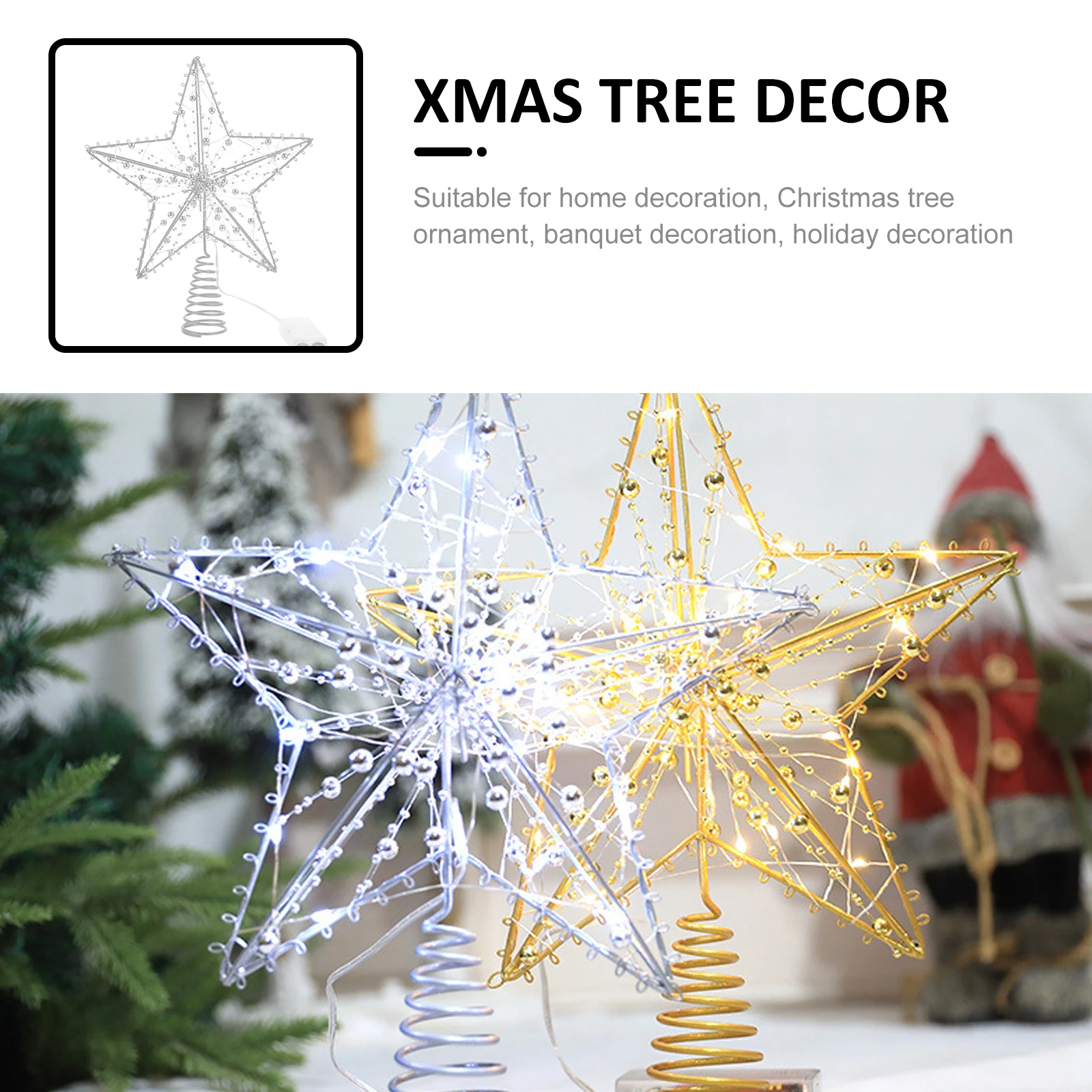 Christmas Xmas Tree Topper Iron Plastic Five-Pointed Hollow Star Party Photo Prop Xmas Tree Decoration Holiday Ornament
Christmas Xmas Tree Topper Iron Plastic Five-Pointed Hollow Star Party Photo Prop Xmas Tree Decoration Holiday Ornament