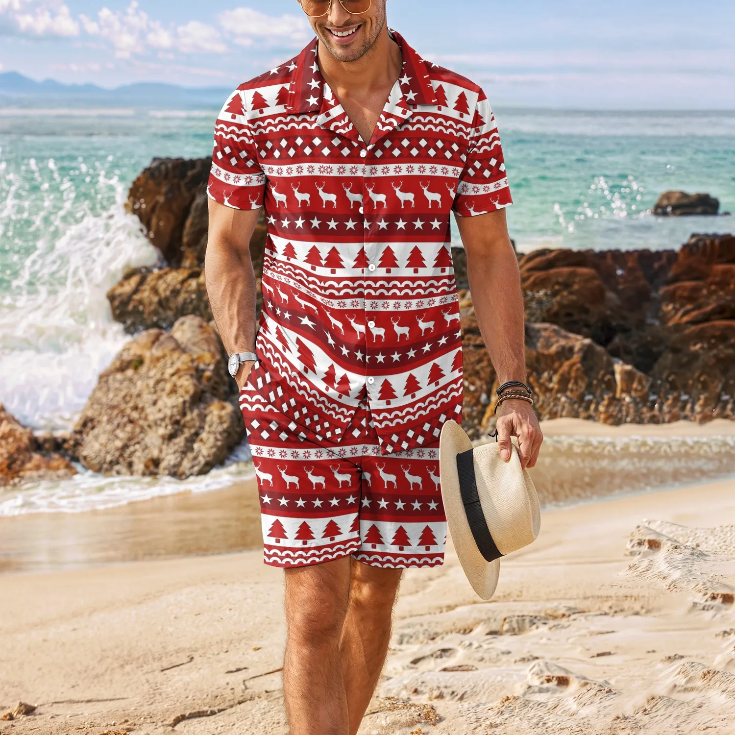 2024 Summer New Personalized Style Rascal Handsome Fashion Casual High Quality Christmas Tree Cuban Collar Short Sleeve Shorts S
2024 Summer New Personalized Style Rascal Handsome Fashion Casual High Quality Christmas Tree Cuban Collar Short Sleeve Shorts S