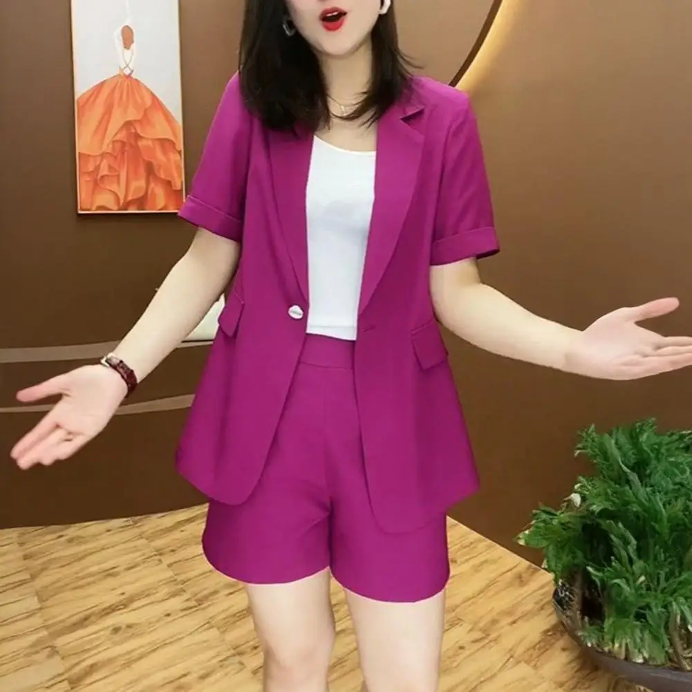 Stylish Solid Color Ensemble Stylish Women's Blazer Shorts Set for Office Work Wear Short Sleeve Open Front Jacket with One
Stylish Solid Color Ensemble Stylish Women's Blazer Shorts Set for Office Work Wear Short Sleeve Open Front Jacket with One