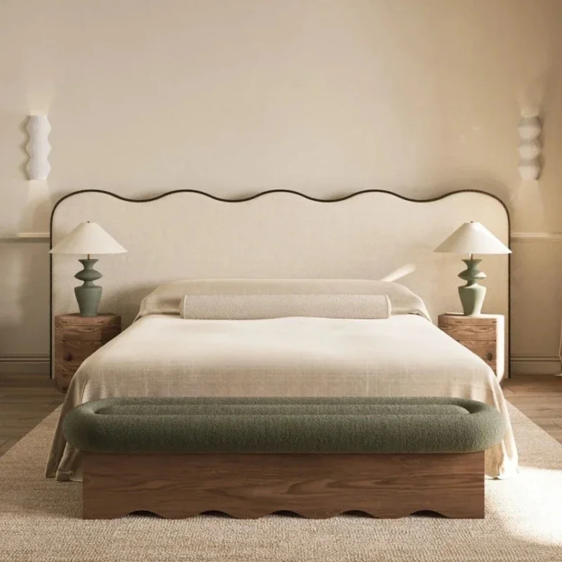 Elegant Villa Fabric Bed Large Retro White Unique Tall Headboard Bed French Princess Camas Moderrnas Inteligentes Furniture
Elegant Villa Fabric Bed Large Retro White Unique Tall Headboard Bed French Princess Camas Moderrnas Inteligentes Furniture