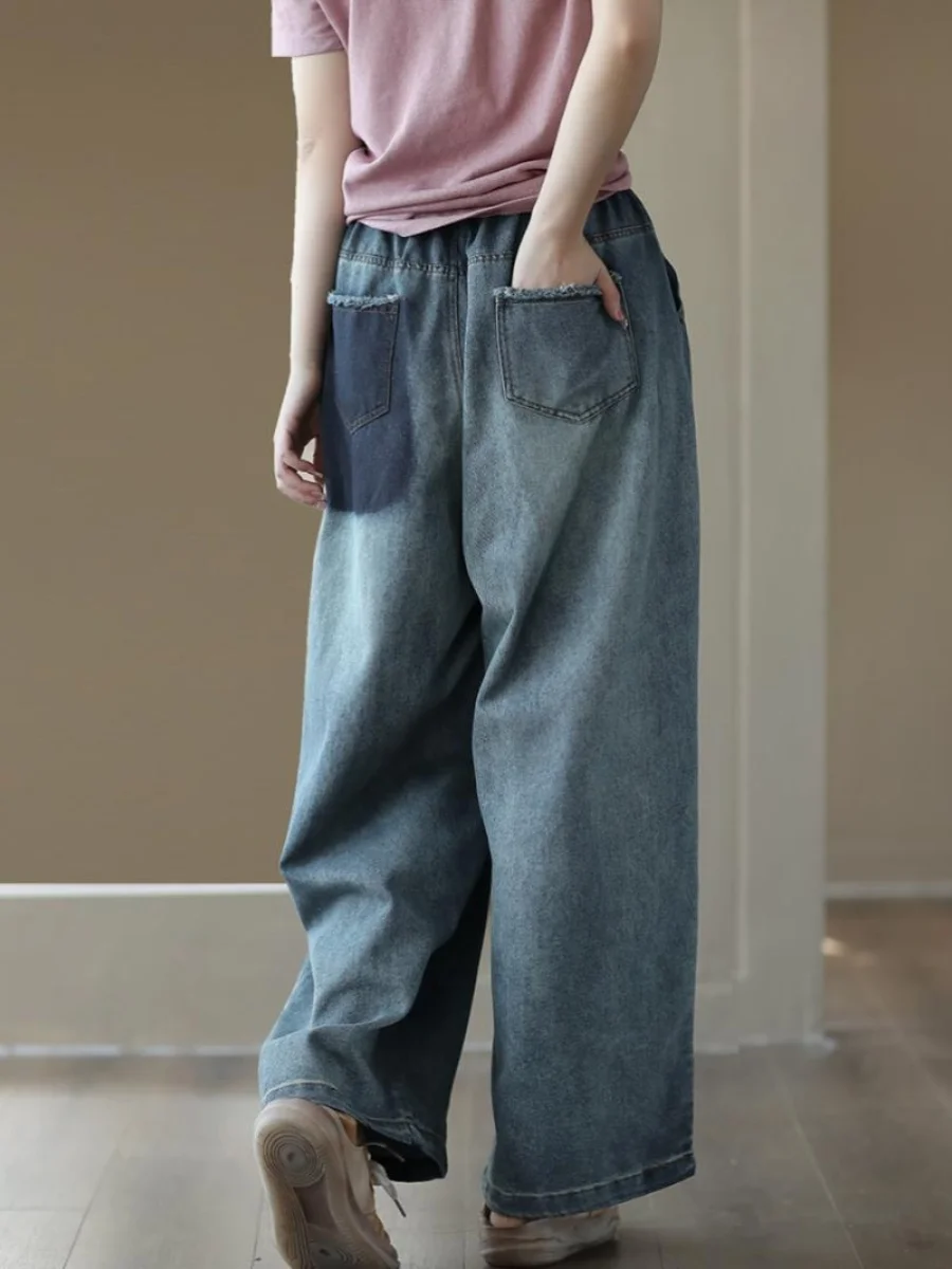 Retro Blue Wide Leg Denim Jeans Women's Loose Elastic Waist Straight Leg Long Pants Autumn New Style High Waist Zipper Fly
Retro Blue Wide Leg Denim Jeans Women's Loose Elastic Waist Straight Leg Long Pants Autumn New Style High Waist Zipper Fly