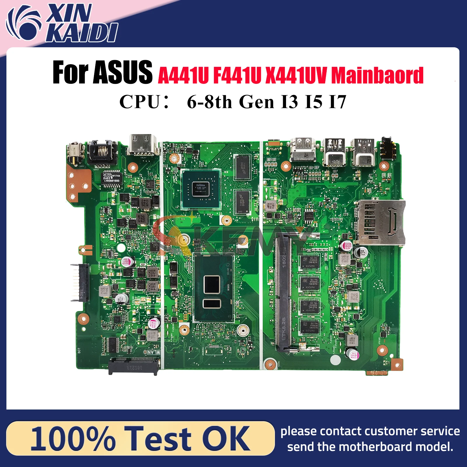 Материнская плата X441UV для ноутбука ASUS X441UB X441UVK X441UAR F441U X441U A441U X441UBR X441UAK X441URK с процессором I3 I5 I7
Материнская плата X441UV для ноутбука ASUS X441UB X441UVK X441UAR F441U X441U A441U X441UBR X441UAK X441URK с процессором I3 I5 I7