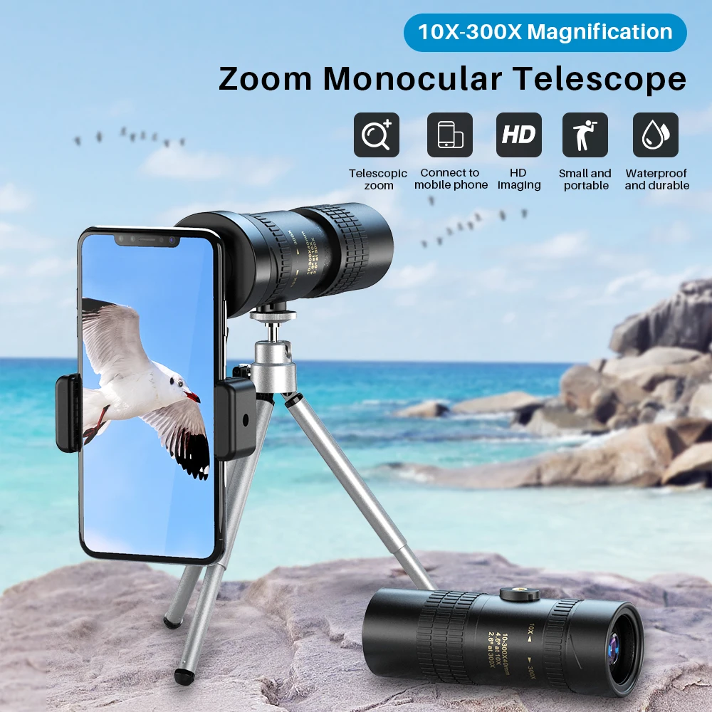 Монокулярный телескоп APEXEL 10-300x40, портативный телескоп с функцией ночного видения, со штативом и держателем для телефона, для кемпинга
Монокулярный телескоп APEXEL 10-300x40, портативный телескоп с функцией ночного видения, со штативом и держателем для телефона, для кемпинга