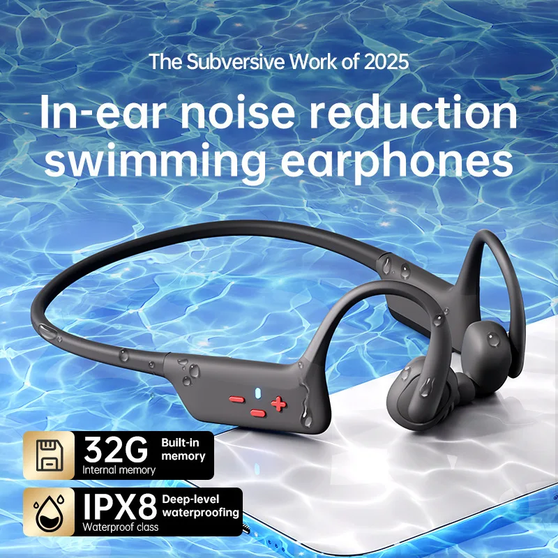 Bone Conduction Neckworn Earphones Built-in 32G Memory Underwater MP3 Music Play IPX8 Waterproof Sports Swim Bluetooth Headset
Bone Conduction Neckworn Earphones Built-in 32G Memory Underwater MP3 Music Play IPX8 Waterproof Sports Swim Bluetooth Headset