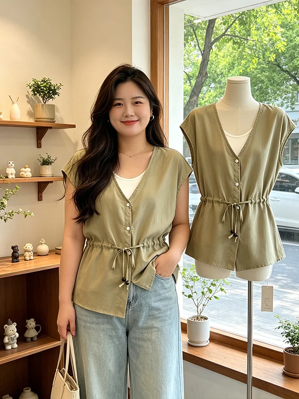 plus Size Short Sleeve Shirt Women's 2026 Summer New Style Slimming Waist Cinched Base Layer Top Korean Style V-Neck Commute ...
plus Size Short Sleeve Shirt Women's 2026 Summer New Style Slimming Waist Cinched Base Layer Top Korean Style V-Neck Commute ...