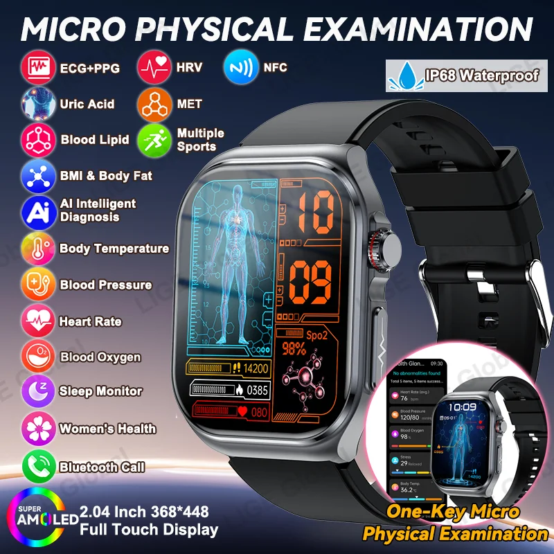 LIGE New Nursing Grade Smart Watch ECG+PPG Blood Lipid Uric Acid Blood Oxygen BP Body Temperature NFC BT Call Health Smartwatch
LIGE New Nursing Grade Smart Watch ECG+PPG Blood Lipid Uric Acid Blood Oxygen BP Body Temperature NFC BT Call Health Smartwatch