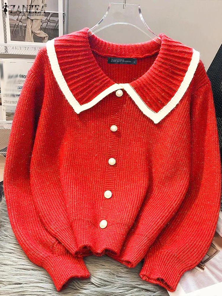 ZANZEA FW 2025 новые женские свитера, повседневный уютный вязаный пуловер с отложным воротником и длинными рукавами, свитер в корейском стиле
ZANZEA FW 2025 новые женские свитера, повседневный уютный вязаный пуловер с отложным воротником и длинными рукавами, свитер в корейском стиле