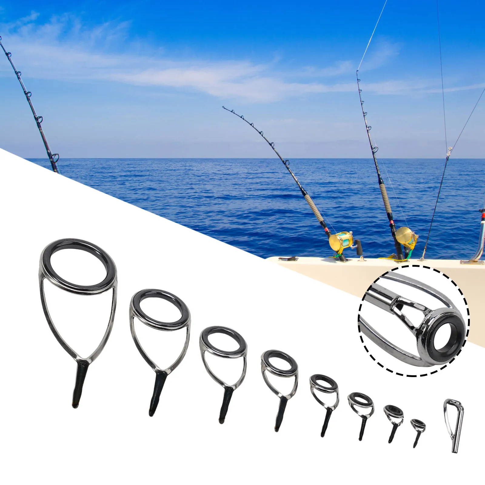 Replacement Stainless Steel Frame Black Fishing Rod Top Tip Guide For-Spinning Casting Fishing Rod Building Repair Eye Line Ring
Replacement Stainless Steel Frame Black Fishing Rod Top Tip Guide For-Spinning Casting Fishing Rod Building Repair Eye Line Ring