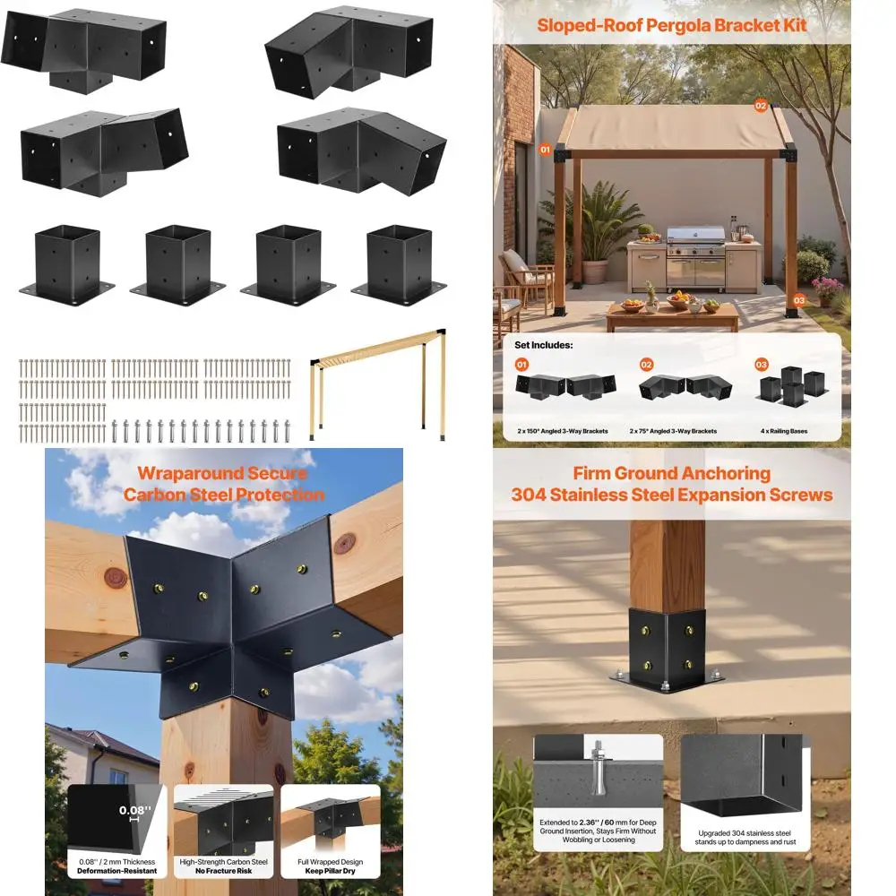 Кронштейны для перголы из углеродистой стали, трехходовые наклонные 4x4 дюйма для деревянных балок диаметром 3,5x3,5 дюйма, включает винты, прочная опора для наружного применения.
Кронштейны для перголы из углеродистой стали, трехходовые наклонные 4x4 дюйма для деревянных балок диаметром 3,5x3,5 дюйма, включает винты, прочная опора для наружного применения.