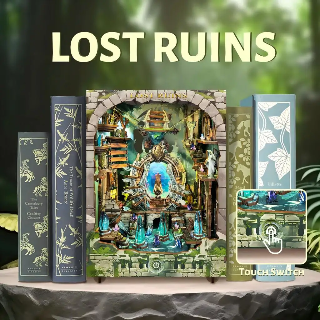 OUZEY Lost Ruins Book Nook Kit, Ancient Civilization 3D Wooden Model, Mysterious Bookshelf Decor with LED Light
OUZEY Lost Ruins Book Nook Kit, Ancient Civilization 3D Wooden Model, Mysterious Bookshelf Decor with LED Light