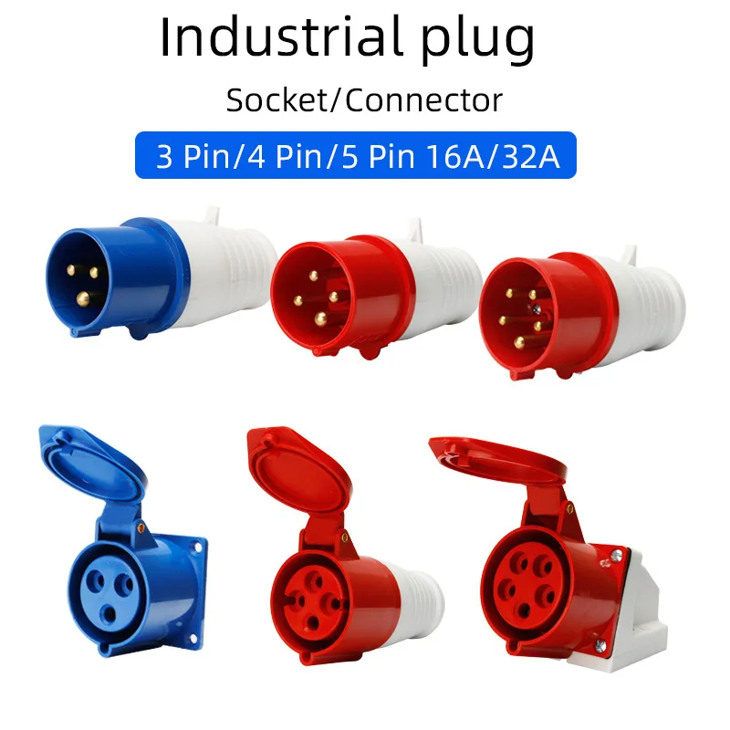 Industrial plug socket connector 3-pin/4-pin/5-pin 16A/32A IP44 waterproof aviation plug male and female docking device
Industrial plug socket connector 3-pin/4-pin/5-pin 16A/32A IP44 waterproof aviation plug male and female docking device