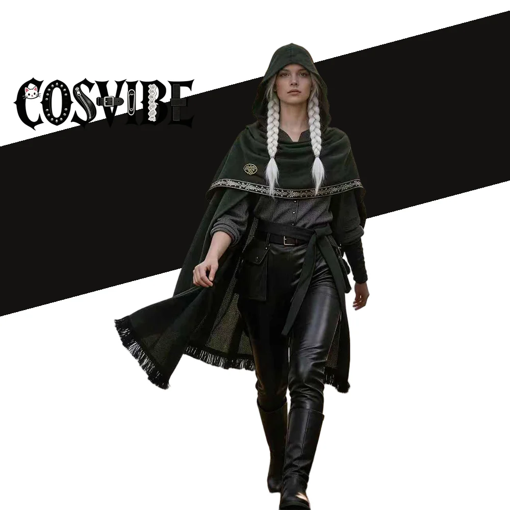 Medieval Druid Viking Cloak - Black Hooded Cape with Belt Tassel Hem Renaissance Vintage Cosplay Costume Halloween
Medieval Druid Viking Cloak - Black Hooded Cape with Belt Tassel Hem Renaissance Vintage Cosplay Costume Halloween