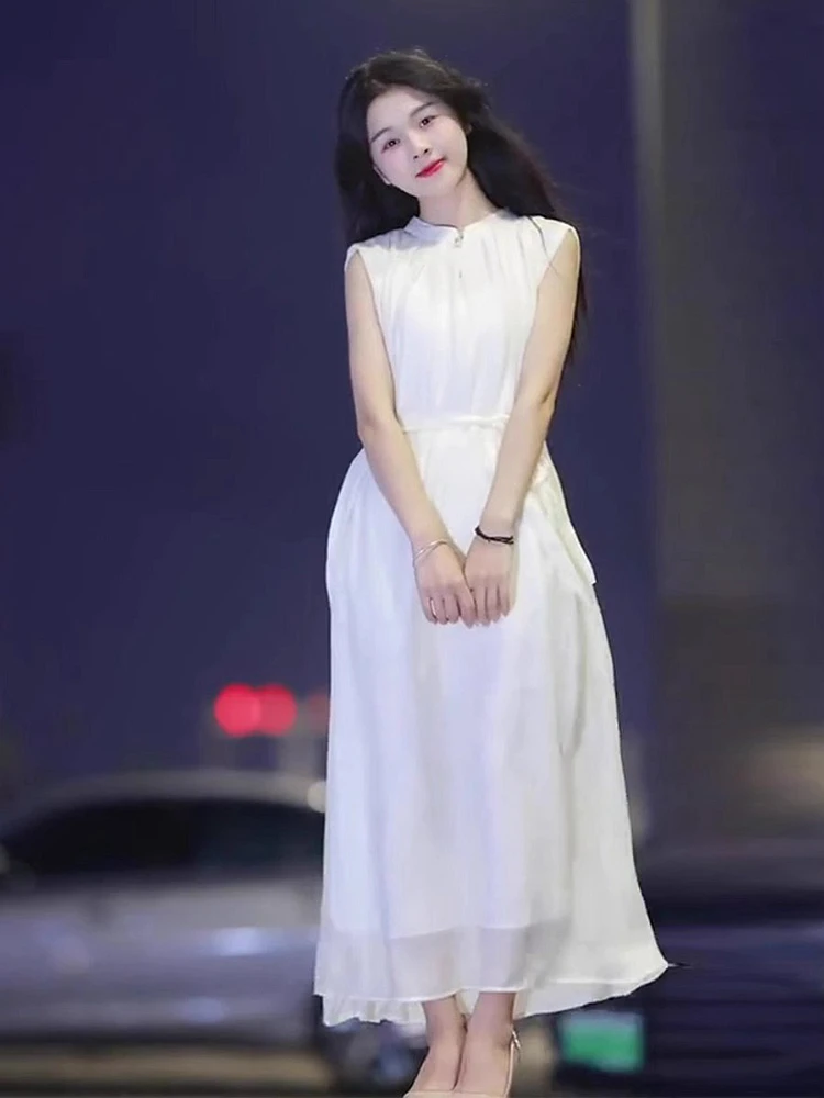 Ele White Long Dr Slimming Waist Design Korean Sle Commute Silk Material Summer New Arrival Fairy System Small ence
Ele White Long Dr Slimming Waist Design Korean Sle Commute Silk Material Summer New Arrival Fairy System Small ence