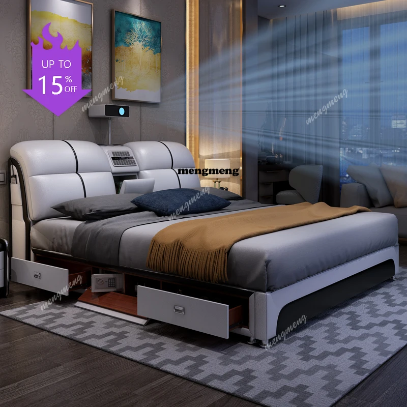 Современная двуспальная кровать с изголовьем и местом для хранения, деревянная, для главной спальни, роскошная мебель для дома
Современная двуспальная кровать с изголовьем и местом для хранения, деревянная, для главной спальни, роскошная мебель для дома