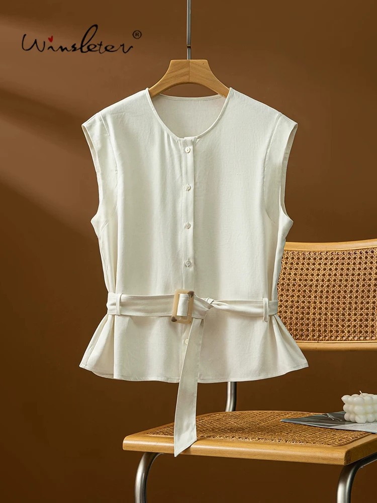 Winsleter-100%Spun Silk Elegant Shirt, O Neck Sleeveless Belt, Women Temperament Lazy Commute Blouse, 2026 Summer New T66936CC
Winsleter-100%Spun Silk Elegant Shirt, O Neck Sleeveless Belt, Women Temperament Lazy Commute Blouse, 2026 Summer New T66936CC