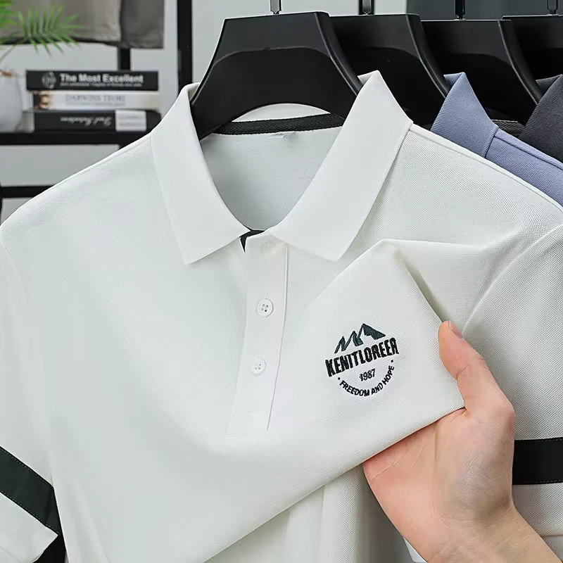 High quality letter embroidery short sleeve men polo shirt fashion brand cuffs striped decoration comfort casual lapel T-shirt
High quality letter embroidery short sleeve men polo shirt fashion brand cuffs striped decoration comfort casual lapel T-shirt