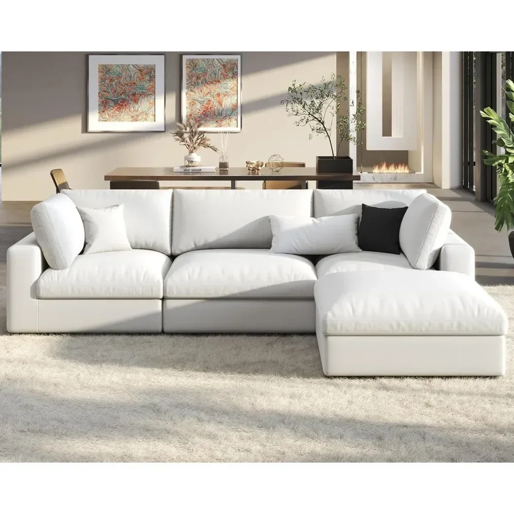Sectional Sofa, Oversized Down Filled Modular Sectional Couch 4 Seats L Shaped Sofa with Chaise Cloud Couch White Linen Sofa Set
Sectional Sofa, Oversized Down Filled Modular Sectional Couch 4 Seats L Shaped Sofa with Chaise Cloud Couch White Linen Sofa Set