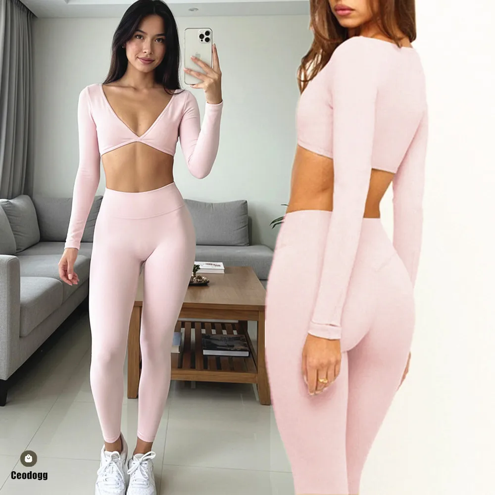 Pad 2PCS Long Sleeve Crop Tops Shirt Yoga Set Gym Sports Clothes Sportswear Women Fitness Exercise Leggings Outfits Wear XP275
Pad 2PCS Long Sleeve Crop Tops Shirt Yoga Set Gym Sports Clothes Sportswear Women Fitness Exercise Leggings Outfits Wear XP275