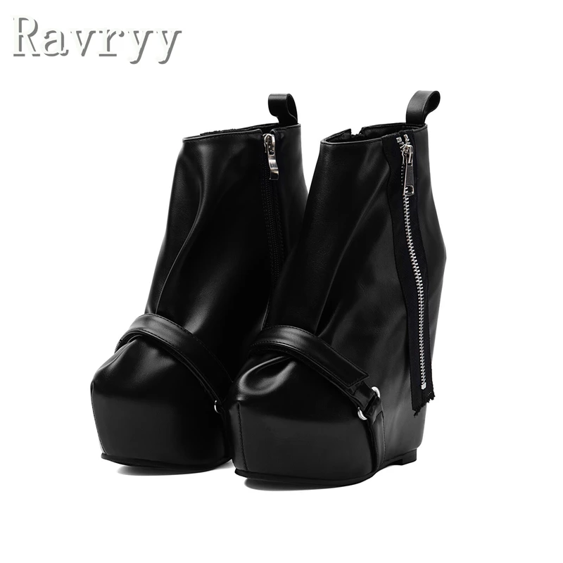 Fashion Women's Hidden Wedge Heel Platform Ankle Boots Black PU Leather Side Zipper Gothic Punk Shoes for Streetwear & Clubwear
Fashion Women's Hidden Wedge Heel Platform Ankle Boots Black PU Leather Side Zipper Gothic Punk Shoes for Streetwear & Clubwear