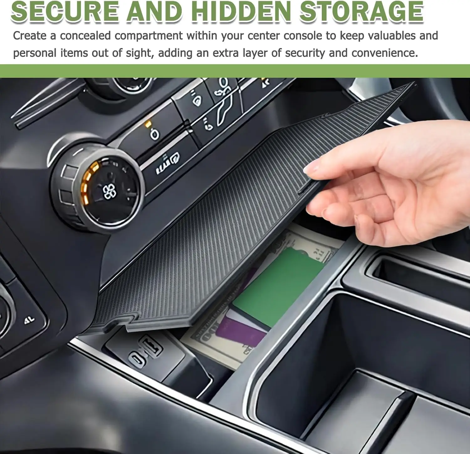 RUNROAD Center Console Compartment Cover For Ford F150 2021-2025/Lightning XLT 2022-2025Hidden Panel Organizer Secret Car Pocket
RUNROAD Center Console Compartment Cover For Ford F150 2021-2025/Lightning XLT 2022-2025Hidden Panel Organizer Secret Car Pocket