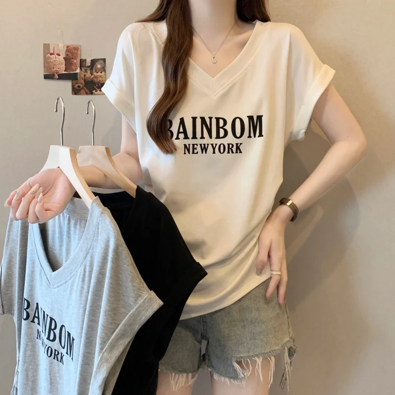 Plus Size ~ Summer New V-neck Letter Print Ruched Waist Irregular Design Versatile T-shirt
Plus Size ~ Summer New V-neck Letter Print Ruched Waist Irregular Design Versatile T-shirt