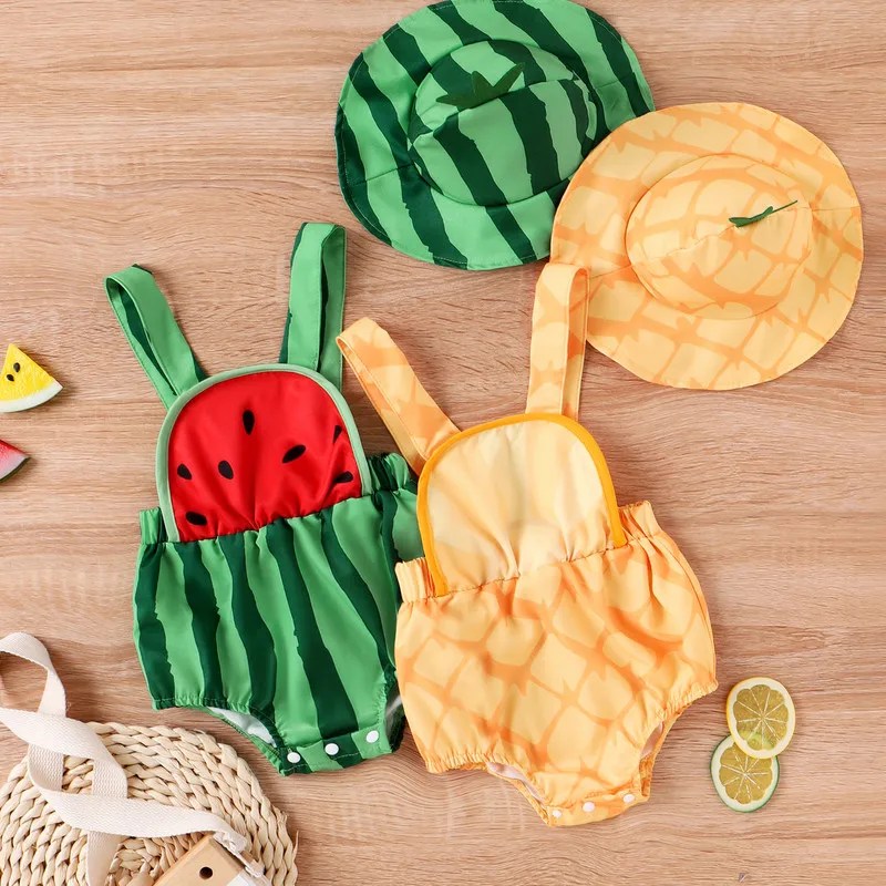 Baby Girl 2 Piece Summer Outfits, Elastic Waist Square Neck Sleeveless Romper + Watermelon Print Hat Infant Toddler Set
Baby Girl 2 Piece Summer Outfits, Elastic Waist Square Neck Sleeveless Romper + Watermelon Print Hat Infant Toddler Set