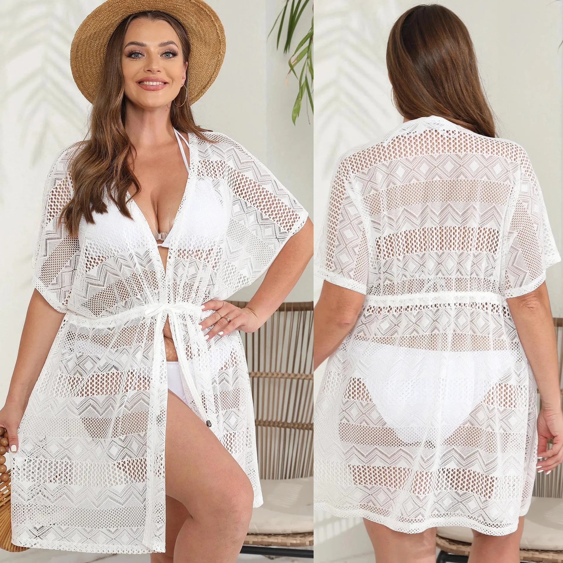 Plus Size Ladies Lace Open Cardigan Long Sleeve Sun Protection Coat Sexy See-through Drawstring Waist Tie Street Style Loose
Plus Size Ladies Lace Open Cardigan Long Sleeve Sun Protection Coat Sexy See-through Drawstring Waist Tie Street Style Loose