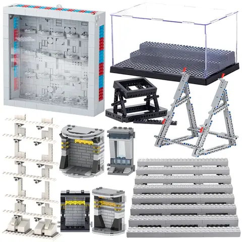 MOC Stand Movie Anime Military Action Figure Display Stands Box Blocks Compatible 75257 05007 75105 Speed Championed Bricks Toys