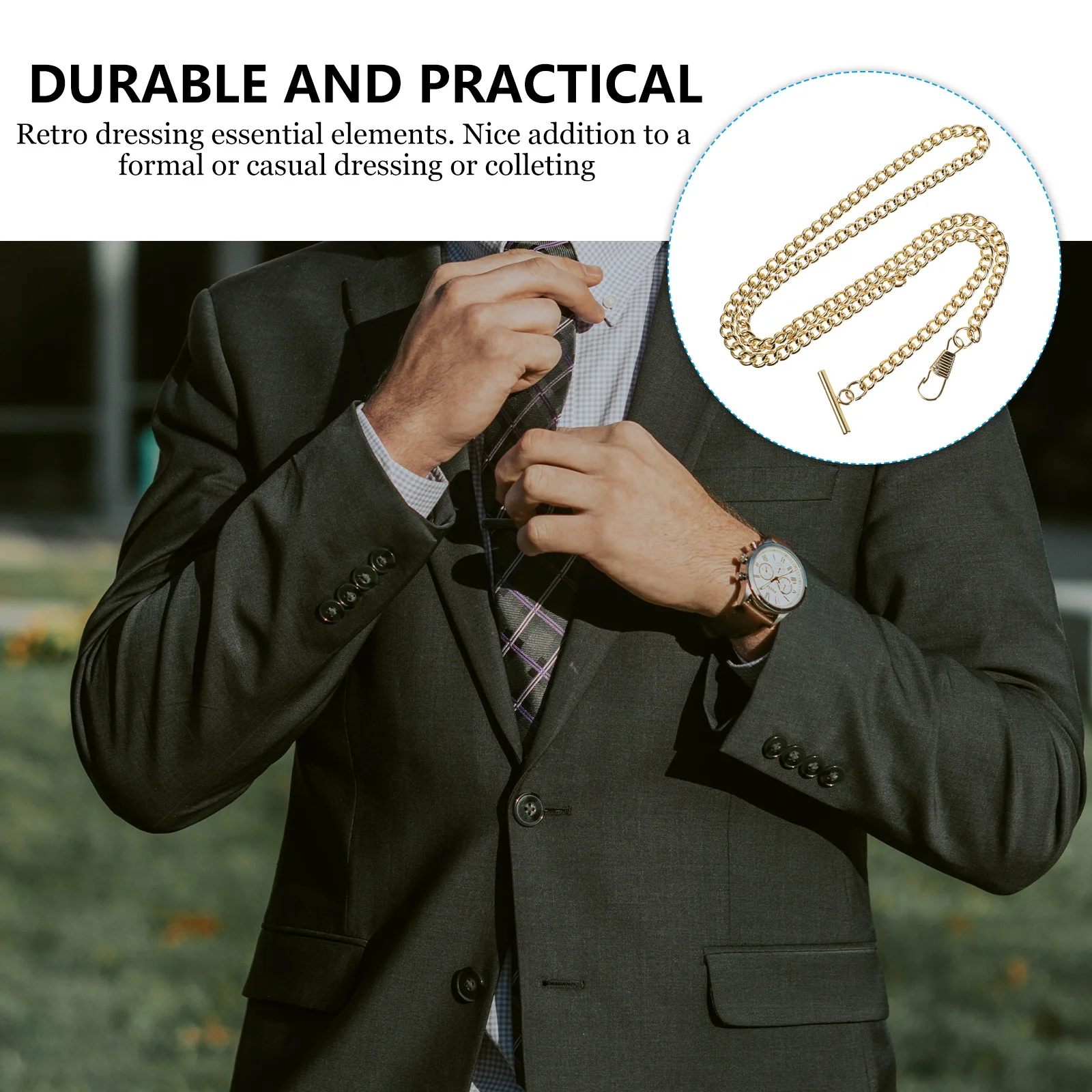 2pcs Vintage Pocket Watch Chain T-Bar Waistcoat Vest Iron Metal Accessory Durable Belt Chain For Men
2pcs Vintage Pocket Watch Chain T-Bar Waistcoat Vest Iron Metal Accessory Durable Belt Chain For Men