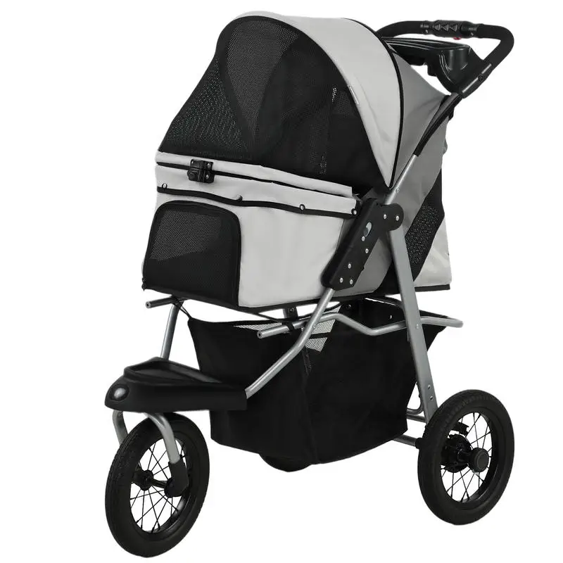 Dog Stroller, Foldable Dog Stroller with 12" Rubber Wheels for Small Dogs, Up to 22 LBS, Light Gray
Dog Stroller, Foldable Dog Stroller with 12" Rubber Wheels for Small Dogs, Up to 22 LBS, Light Gray