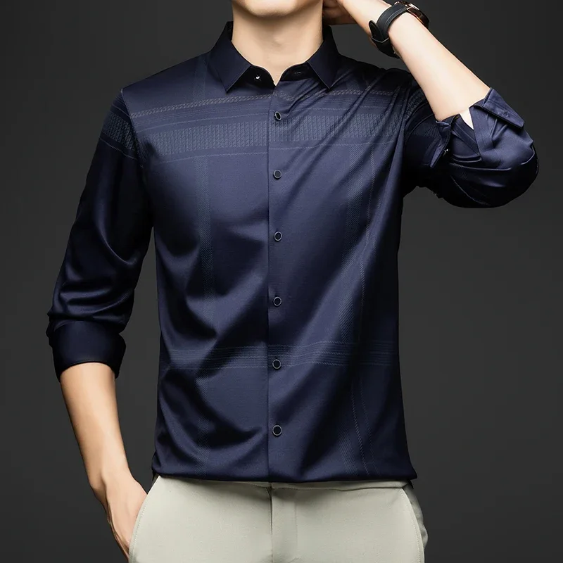 BROWON Мужская рубашка с длинным рукавом, однотонная деловая тонкая рабочая рубашка, мужская осенняя рубашка 202, новая повседневная полосатая рубашка с принтом, мужская одежда
BROWON Мужская рубашка с длинным рукавом, однотонная деловая тонкая рабочая рубашка, мужская осенняя рубашка 202, новая повседневная полосатая рубашка с принтом, мужская одежда