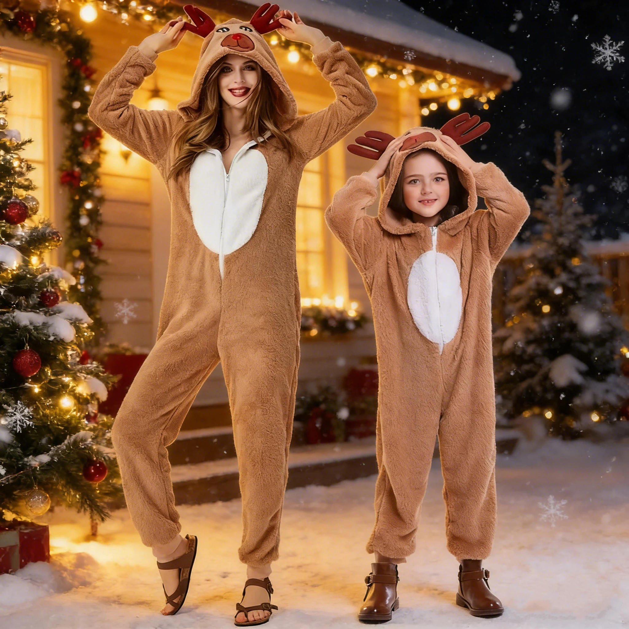 Parent Enfant Christmas Reindeer Costumes Christmas Reindeer Jumpsuits Cosplay Animal Suit Elk Coral Fleece Costume
Parent Enfant Christmas Reindeer Costumes Christmas Reindeer Jumpsuits Cosplay Animal Suit Elk Coral Fleece Costume