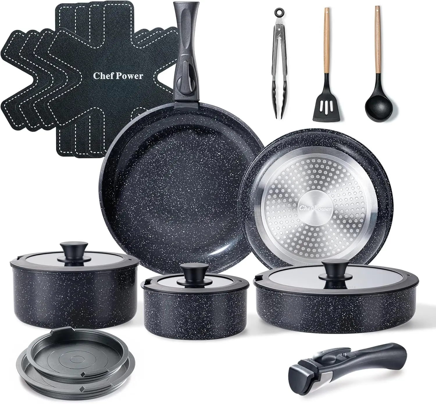 Ceramic Nonstick Cookware Set 19 Piece with Detachable Handle, Induction Dishwasher Oven Safe Pans and Pots Set, RV Kitchen Set
Ceramic Nonstick Cookware Set 19 Piece with Detachable Handle, Induction Dishwasher Oven Safe Pans and Pots Set, RV Kitchen Set
