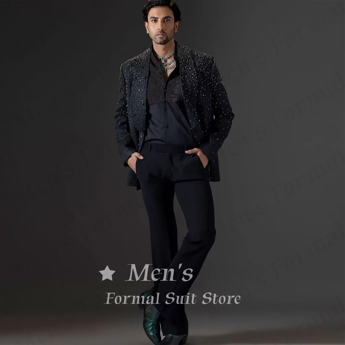 Black Sparkling Rhinestone Blazer 2 Piece Slim Fit Suit With Pants Crystal Formal Occasions Wedding Prom Party Customized
Black Sparkling Rhinestone Blazer 2 Piece Slim Fit Suit With Pants Crystal Formal Occasions Wedding Prom Party Customized