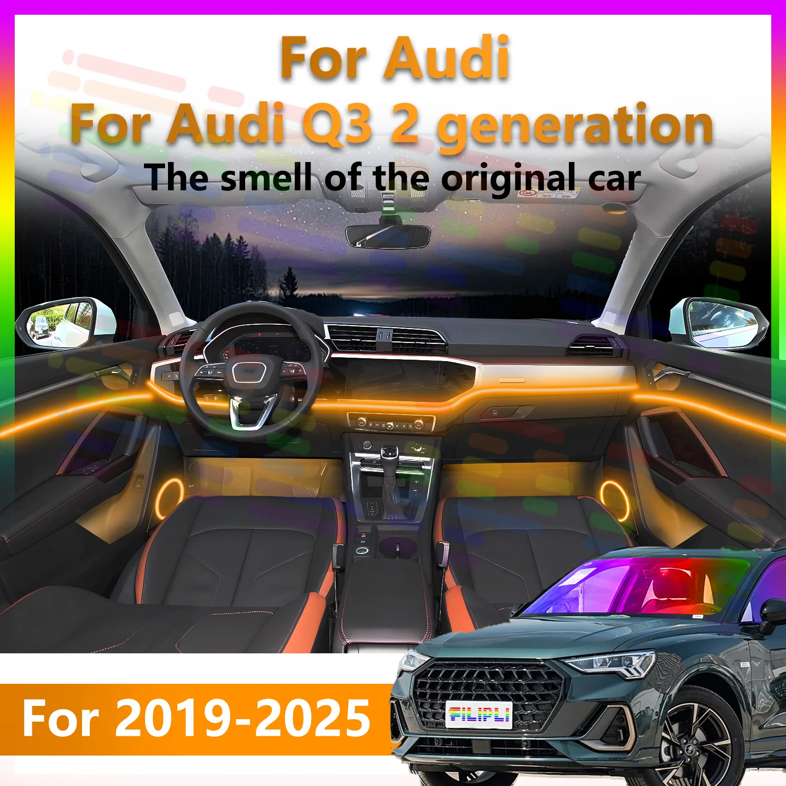 For Audi Q3 2019-2025 model Professional Seamless Car Cabin Ambient Lighting System with Concealed LED Strips and APP
For Audi Q3 2019-2025 model Professional Seamless Car Cabin Ambient Lighting System with Concealed LED Strips and APP