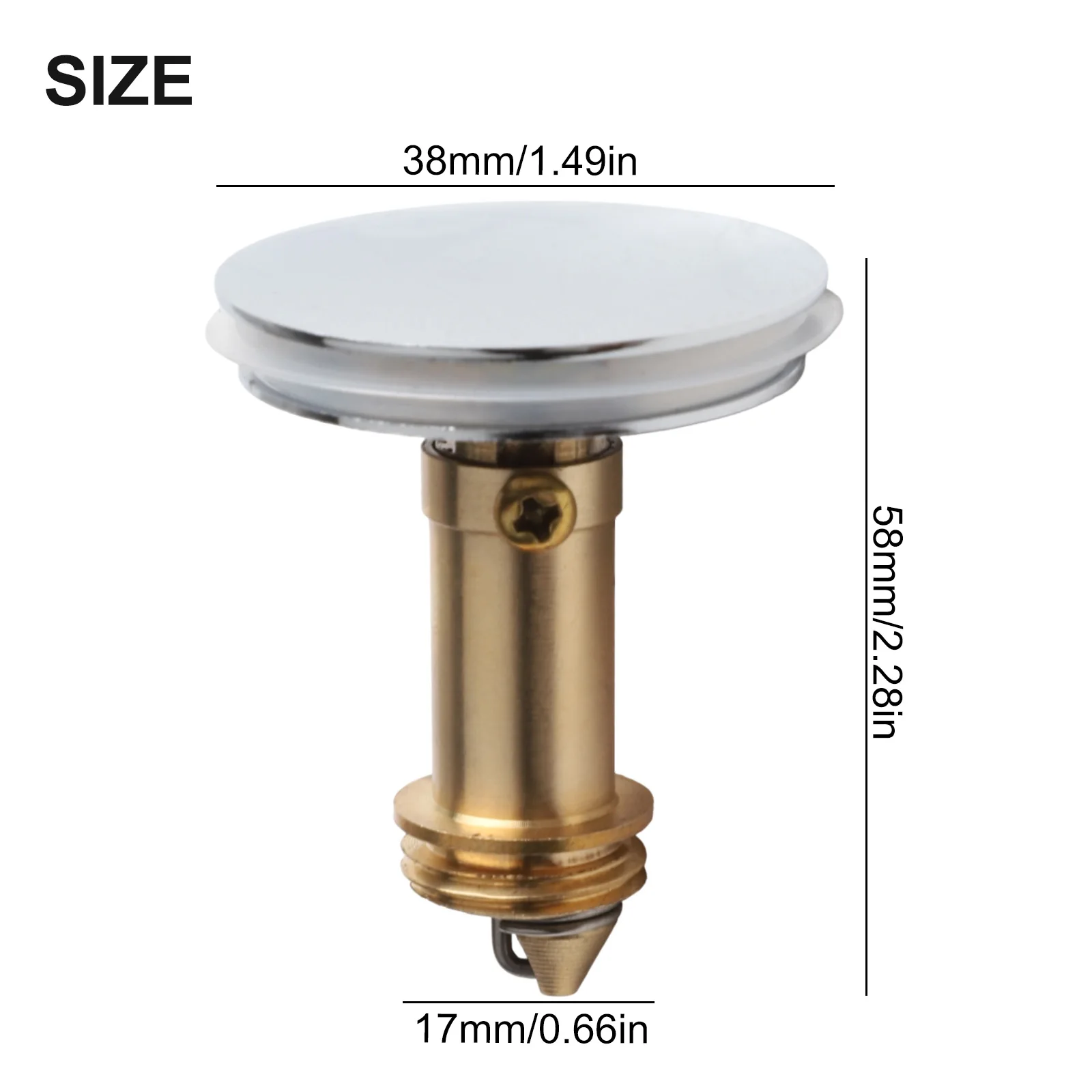 38mm Sink Drain Stopper with Click Clack Push Button Bounce System for Home Bathroom and Kitchen Wash Basin Compatibility
38mm Sink Drain Stopper with Click Clack Push Button Bounce System for Home Bathroom and Kitchen Wash Basin Compatibility