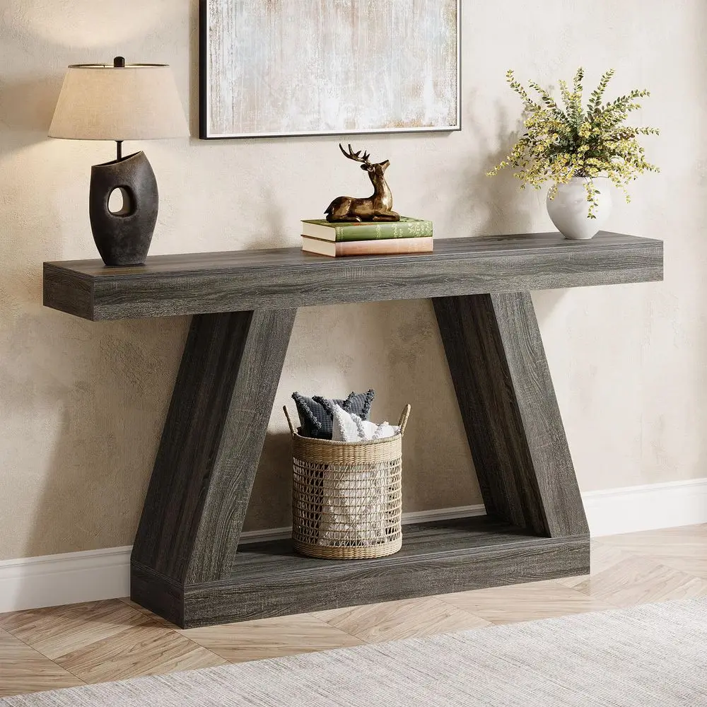 Farmhouse Console Table, 55Inch Rustic Sofa Table with Storage, Industrial Wooden Entryway Table for Hallway, Living Room, Gray
Farmhouse Console Table, 55Inch Rustic Sofa Table with Storage, Industrial Wooden Entryway Table for Hallway, Living Room, Gray