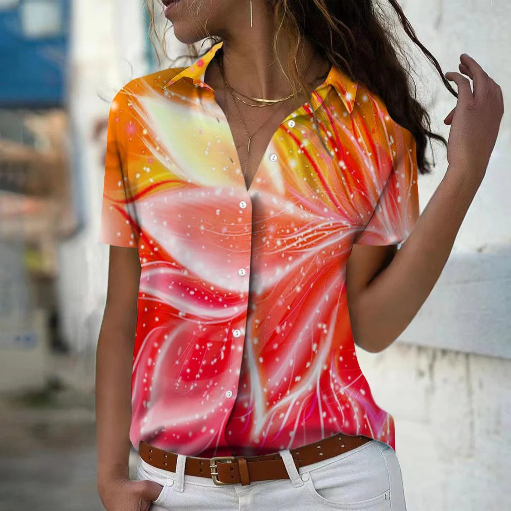 Women's short sleeve shirt Spring Summer Print Tops Ladies Blouses
Women's short sleeve shirt Spring Summer Print Tops Ladies Blouses