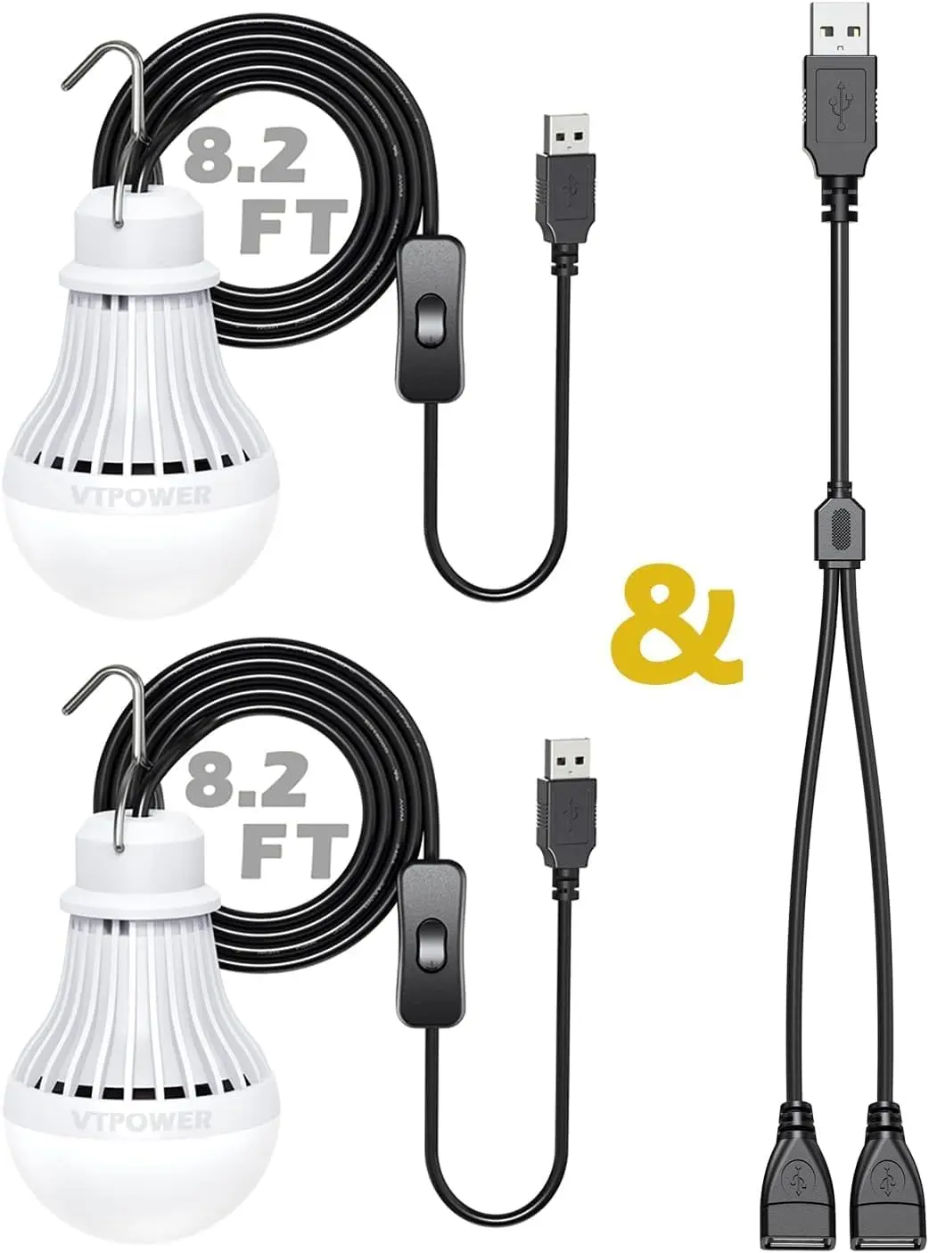 USB LED Camping Light Lantern, 8.2 ft Cord with Switch, Portable Bulb for Tent Garage Emergency, 2 Pack
USB LED Camping Light Lantern, 8.2 ft Cord with Switch, Portable Bulb for Tent Garage Emergency, 2 Pack