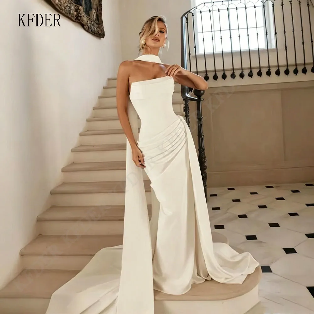 Stylish Trumpet Wedding Dress for Women Sleeveless Long Scarf Strapless Pleats Bride Dresses Vestidos De Novia Customised
Stylish Trumpet Wedding Dress for Women Sleeveless Long Scarf Strapless Pleats Bride Dresses Vestidos De Novia Customised