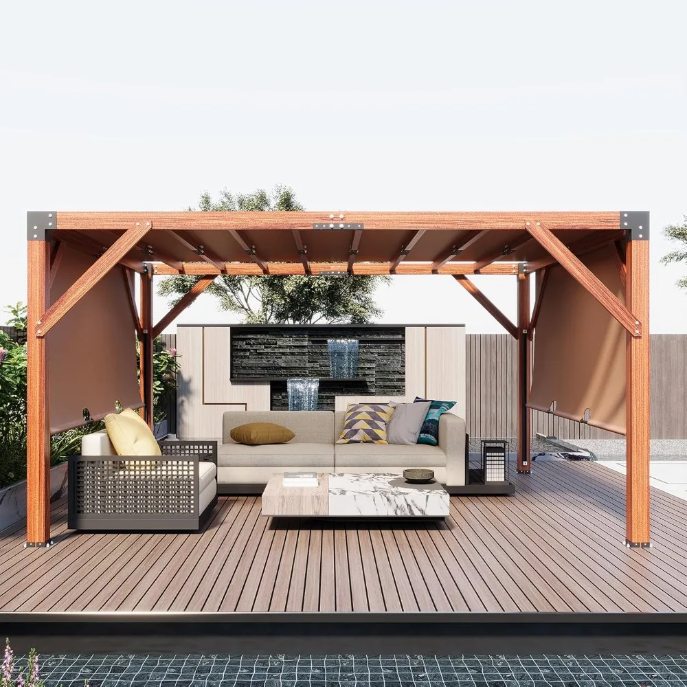 12'X 14' Cedar Wood Pergola, Stylish Outdoor Addition, Retractable Shade Canopy, Durable & Rot Resistant, Versatile Design
12'X 14' Cedar Wood Pergola, Stylish Outdoor Addition, Retractable Shade Canopy, Durable & Rot Resistant, Versatile Design